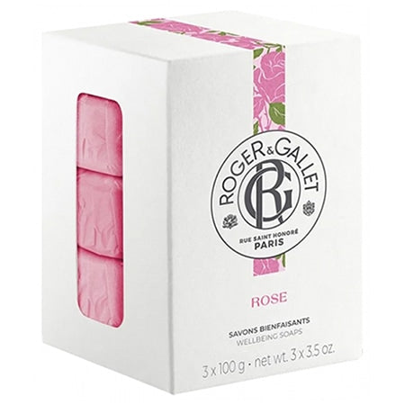 【ROGER & GALLET】COFFRET BOIS DE 3 SAVONS BIENFAISANTS ROSE 100gX3